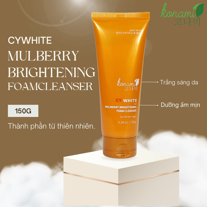 Sữa rửa mặt KONAMI CYWHITE BRITENING Lành tính -Trắng sáng -sạch thoáng cho mọi loại da 150g