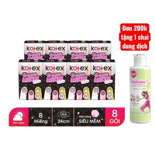  Bộ 8 gói băng vệ sinh Kotex Mini meow siêu mềm 24cm 8 miếng gói 