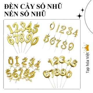 ĐÈN CẦY NHŨ sinh nhật trang trí bánh, nến số nhũ sinh nhật