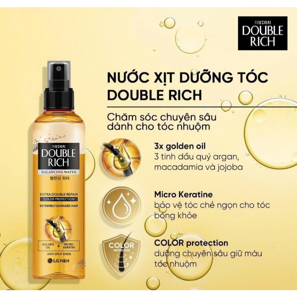 Nước xịt dưỡng tóc mềm mượt Double Rich 250ml