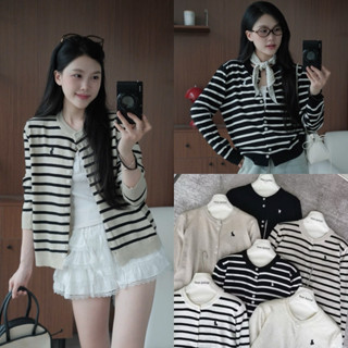 (Hàng QC Sẵn) Áo cardigan len cổ tròn cài cúc thêu ngựa Nữ the.sweaterweather TSW