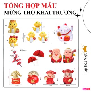 Trang trí tháp oản, ông thần tài, rắn vàng, ông bà lộc thọ, quả đào, cành đào trang trí lễ tết, mừng thọ