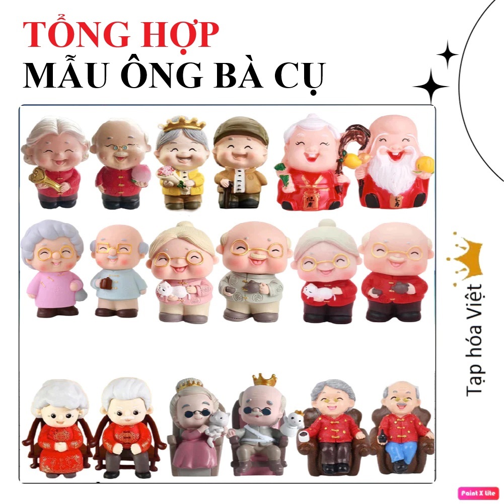 TƯỢNG ÔNG BÀ trang trí bánh sinh nhật, ông bà trang trí tiểu cảnh