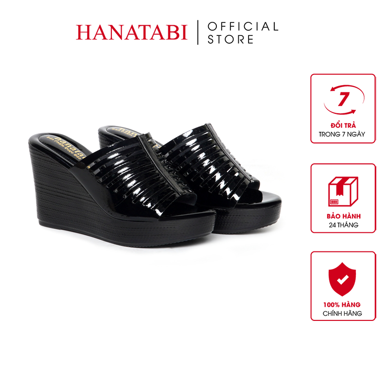 Dép Nữ Đế Xuồng PU Siêu Nhẹ Cao 9cm Hanatabi Quai Xương Cá (35-39) Mã HNDE9FX121