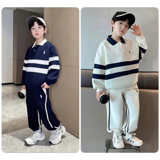  .Bộ quần áo thu đông trẻ em 13-46kg dành cho bé trai,bé gái mẫu chất da cá dày dặn giữ ấm tốt mẫu polo NGỰA B22 