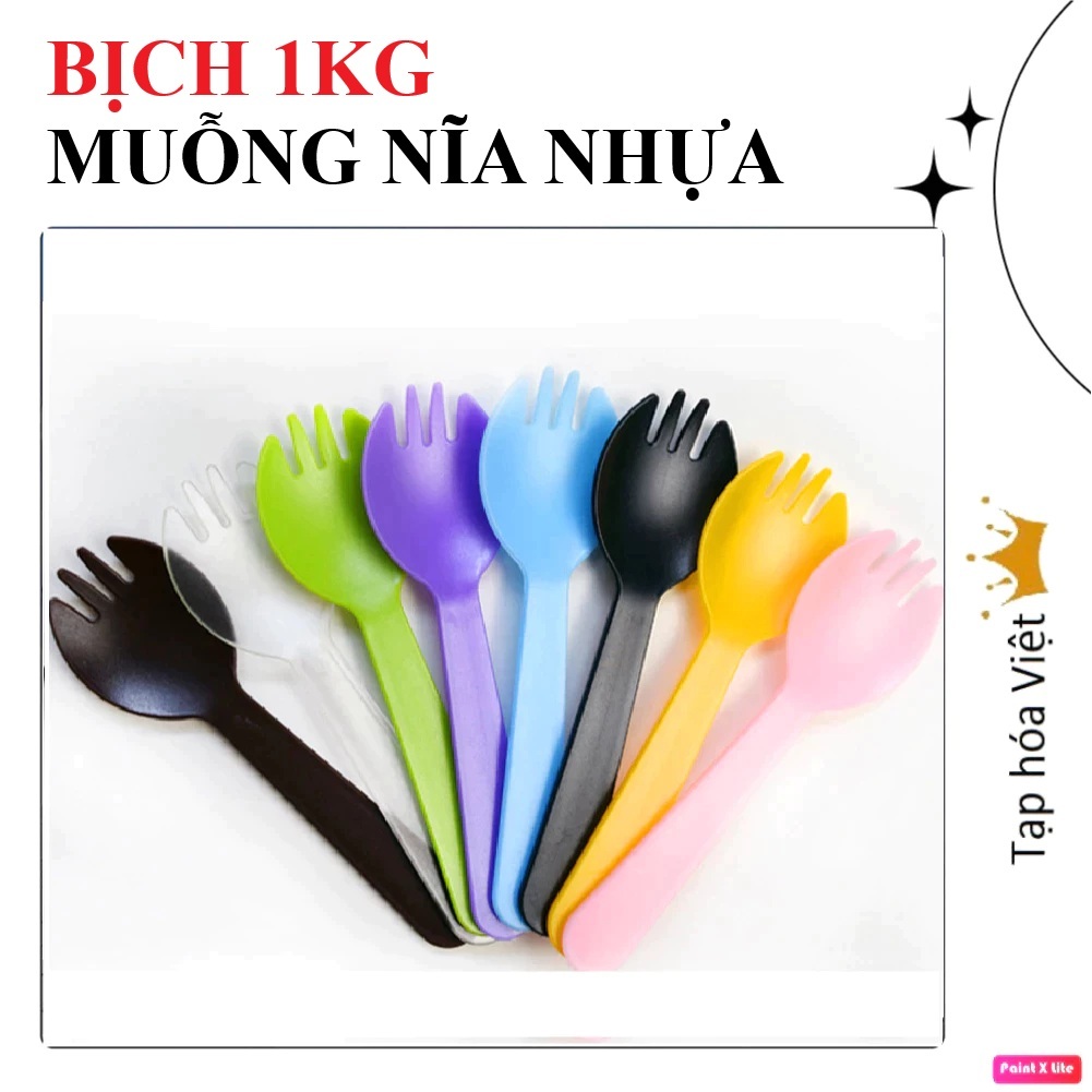    1KG   BỊCH NĨA NHỰA dùng 1 lần ăn bánh kem thìa nhựa ăn bánh muỗng nhựa 