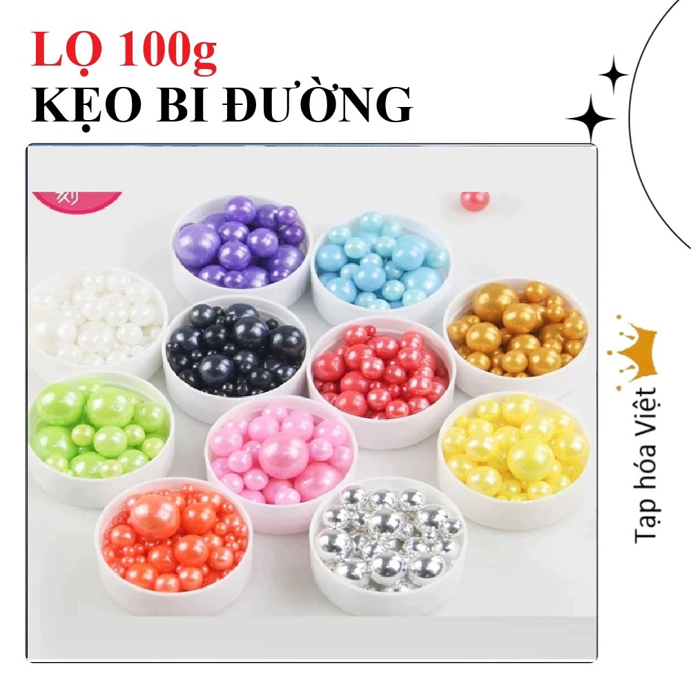LỌ 100g KẸO BI ĐƯỜNG màu trang trí bánh sinh nhật, kẹo bông đường