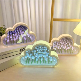 Đèn Ngủ Hoa Tulip Màu Hồng Xanh Tím - Đèn Ngủ Đám Mây Tráng Gương Dùng Làm Quà Tặng Các Ngày Lễ Ngày Sinh Nhật 