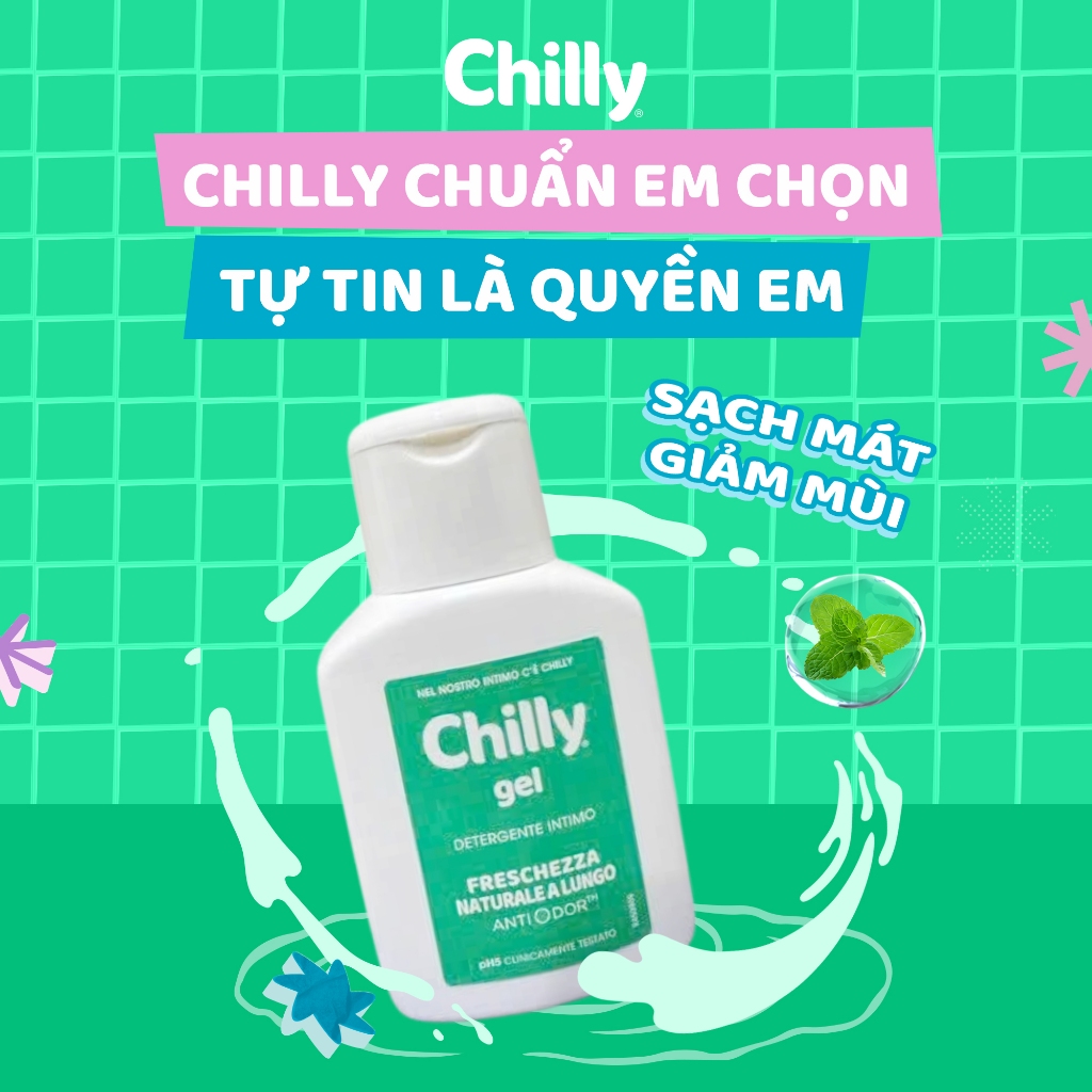 Dung dịch vệ sinh phụ nữ Chilly Gel chiết xuất bạc hà se se lạnh, bùng tươi mát chai 50ml