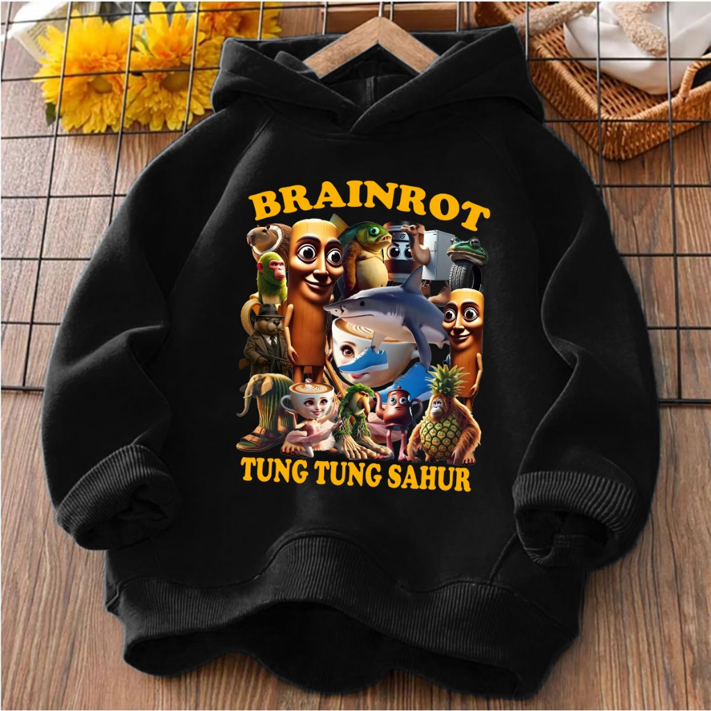 Áo nỉ hoodie bé trai TUNG TUNG SAHUR, áo nỉ bé trai 14-45kg, áo hoodie cho bé trai, áo khoác bé trai