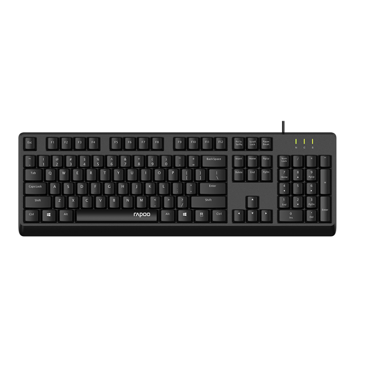 Bàn phím có dây Rapoo NK1900 (Màu đen, kết nối USB)