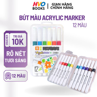 Hộp 12 và 24 Bút Màu Vẽ Acrylic Marker – Màu tươi, phủ tốt, đa dụng trên giấy, gỗ, vải - HVO Books