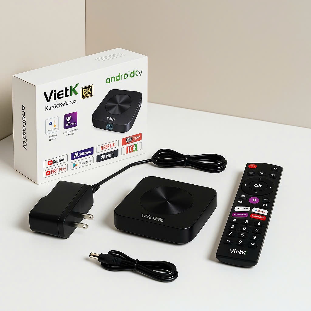 Đầu Karaoke VietK VBox 8K – Android TV Box 12.0, Hát Karaoke Online Amazing