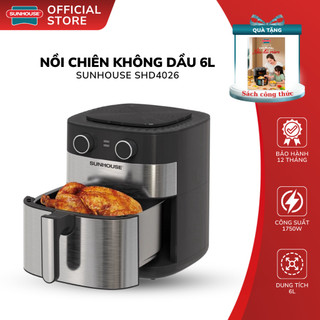 Nồi Chiên Không Dầu 6L Sunhouse SHD4026 - Công Suất 1750W - Núm Vặn Điều Chỉnh - Bảo Hành 12 Tháng