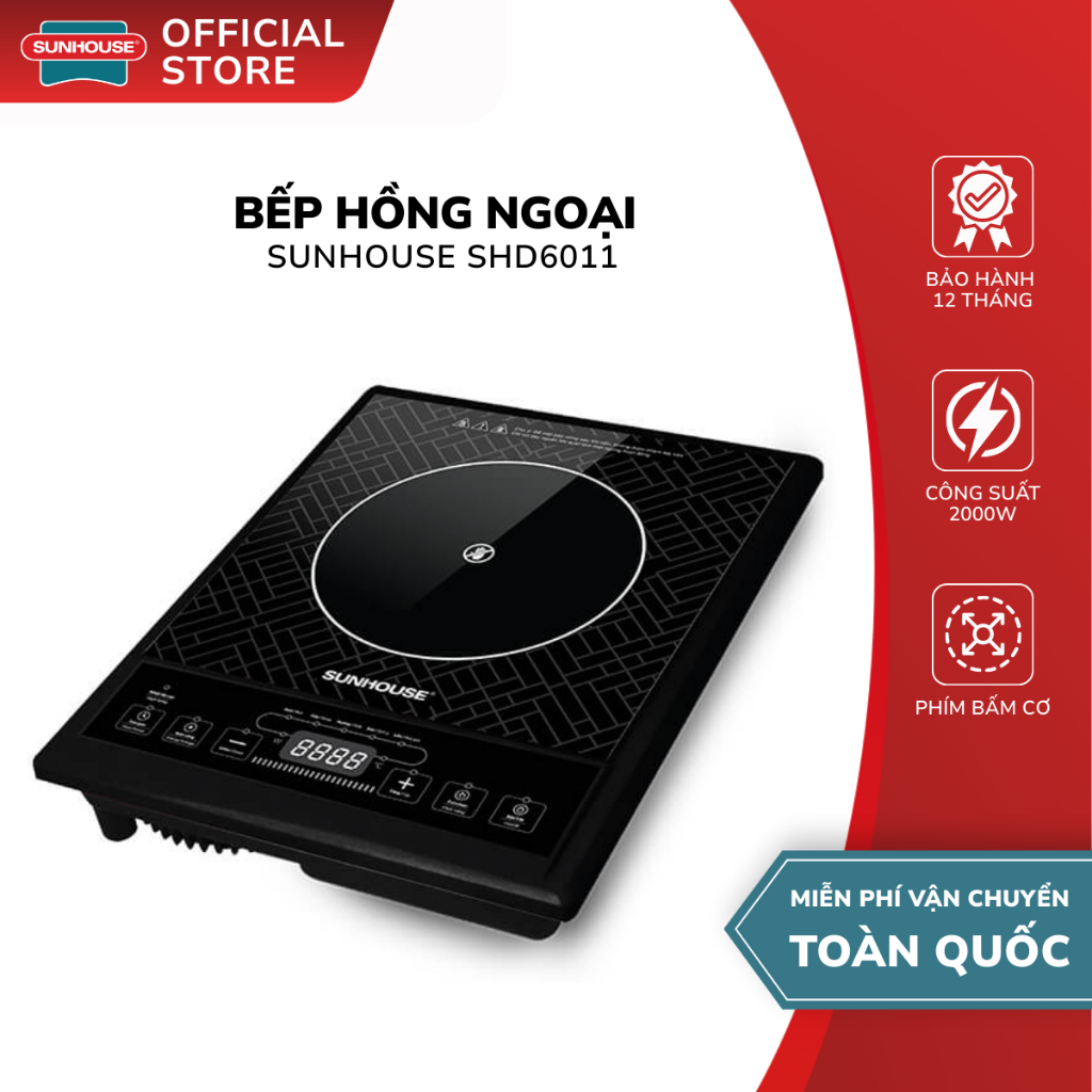 Bếp Hồng Ngoại Cơ SUNHOUSE SHD6011 – Đa Dạng Chế Độ Nấu , Công Suất 2000W , Bảo Hành 12 Tháng