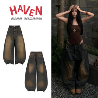 Quần jeans BIGSIZE LƯNG THUN ống cong Haven Studio nam nữ phong cách streetwear
