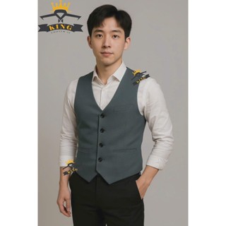  Áo Gile nam 4 nút KING ghile 2 lớp chất vải chéo mềm mịn công sở cao cấp thiết kế sang trọng lịch lãm style Hàn Quốc Z10 