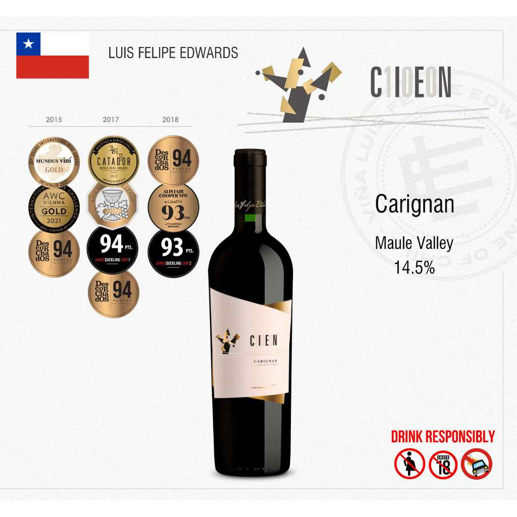 Rượu Vang Đỏ Chile Luis Felipe Edwards Cien 100 Carignan