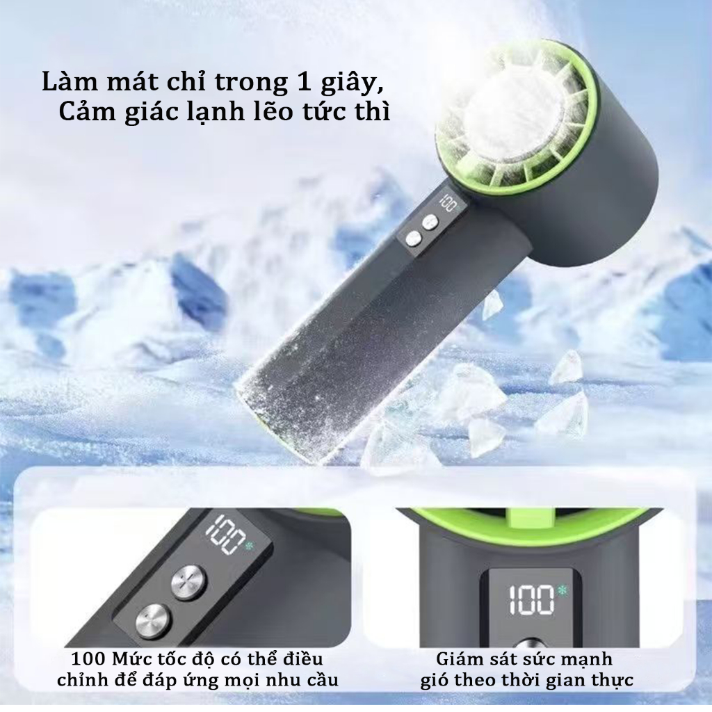 ⚡Quạt Cầm Tay Mini⚡  LED Màn hình 100 Cấp Quạt Mini hiệu quả đá lạnh Quạt Turbo tốc độ cao | BigBuy360 - bigbuy360.vn