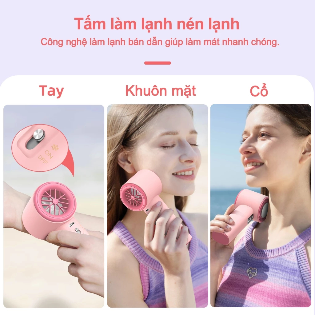 ⚡Quạt Cầm Tay Mini⚡  LED Màn hình 100 Cấp Quạt Mini hiệu quả đá lạnh Quạt Turbo tốc độ cao | BigBuy360 - bigbuy360.vn