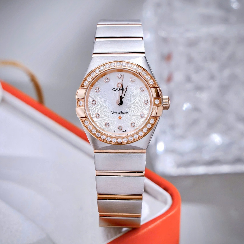 Đồng hồ nữ đeo tay máy pin dây kim loại cao cấp chống nước kính sapphire 0me.ga size 34mm fullbox