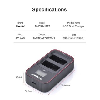 Sạc Đôi Kingma E8 For Canon 550D 600D 650D 700D