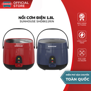 Nồi Cơm Điện Sunhouse SHD8611N/SHD8611R - Dung Tích 1.8L , Công Suất 700W , Bảo Hành 12 Tháng