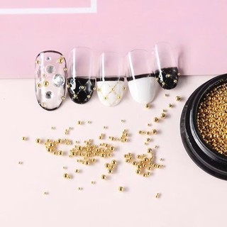 Hũ bi mix size màu vàng, bạc, nude, đen đính móng trang trí nail