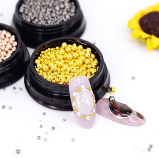 Hũ bi mix size màu vàng, bạc, nude, đen đính móng trang trí nail