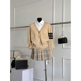 Áo Khoác Len Cardigan Nữ Form Rộng Kẻ Sọc Tay – Thời Trang Hàn Quốc, Có Túi Tiện Lợi