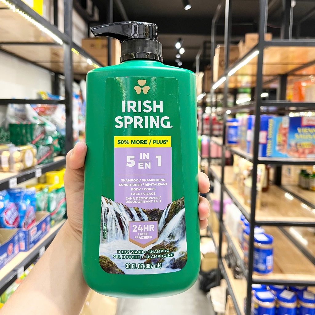 Sữa tắm Irish Spring 5 in 1 Body Wash & Shampoo 591ml Hàng Nhập Mỹ