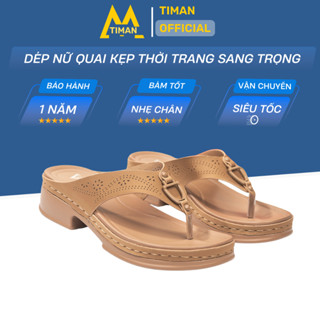  Dép nữ quai hậu Timanvn XS43 trung niên cho mẹ quai ngang lê đế xuồng xỏ ngón thời trang đẹp bh 1 năm 
