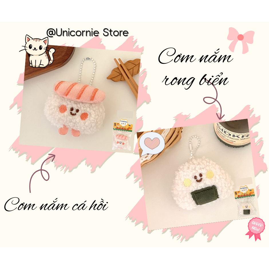 Móc khóa thú bông mini hình Shushi cá hồi đáng yêu Unicornie