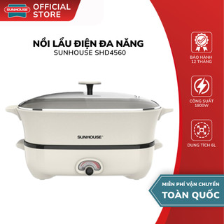 Nồi Lẩu Điện Đa Năng 6L Sunhouse SHD4560 - Công Suất 1800W - Chống Dính Men Sứ - Bảo Hành 12 Tháng