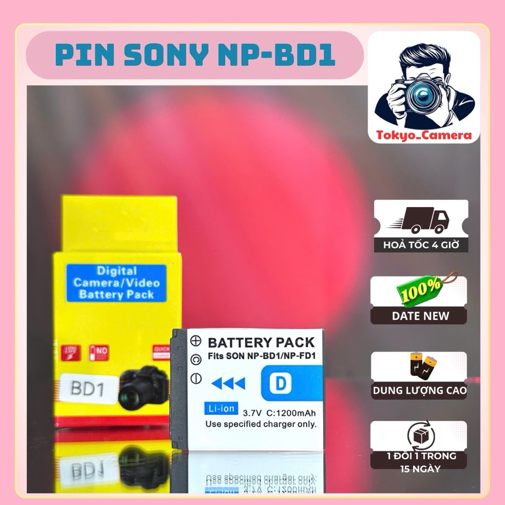 Pin Sony NP-BD1 ( pin thay thế dung lượng cao )dùng cho DSC-9100 / DSC-F88 / DSC-G1 / DSC-G3 / DSC-L