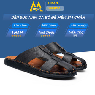  Dép nam đẹp Timanvn ngang kiểu quai hậu thiết kế xỏ ngón chất liệu da tông cao cấp BH 1 năm DL67 