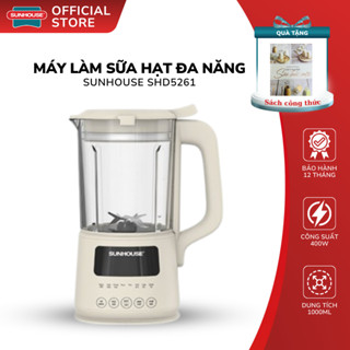  Máy Làm Sữa Hạt Đa Năng Sunhouse SHD5261 - Công Suất 400W  Cối Thủy Tinh 1L - Tích Hợp Hẹn Giờ 