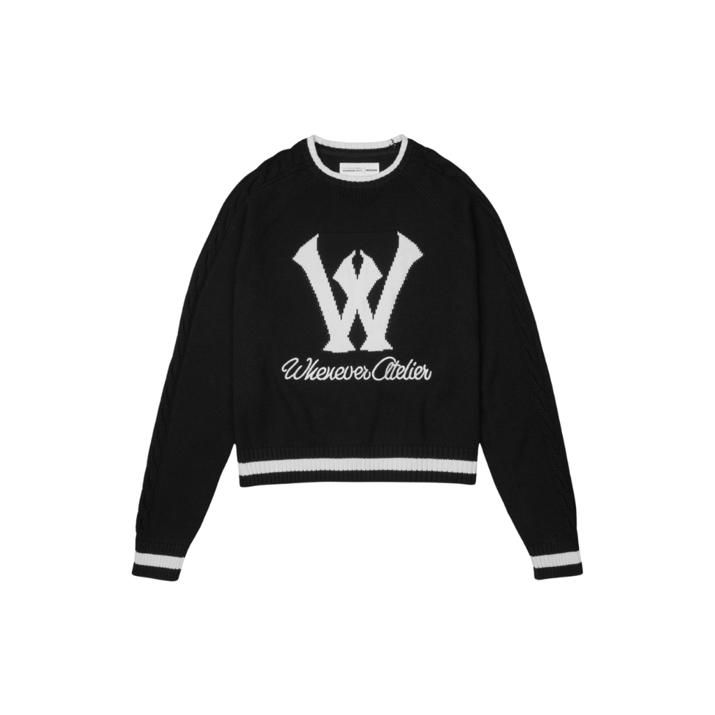 WHENEVER Áo Sweater Whenever Knit Sweater Form Regular Vải 100% Sợi Cotton /  Black