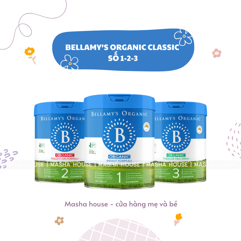 Sữa Bellamy's Organic Classic số 1, 2, 3, Hộp 900gam