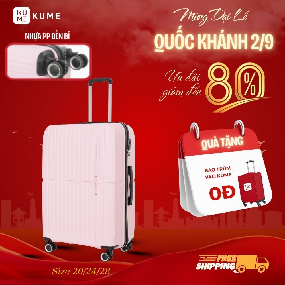 Vali KUME Cao cấp | ABER LINA 6608 Size 20/24/28 | Nhựa PP kết hợp Vân Sọc Chống Trầy