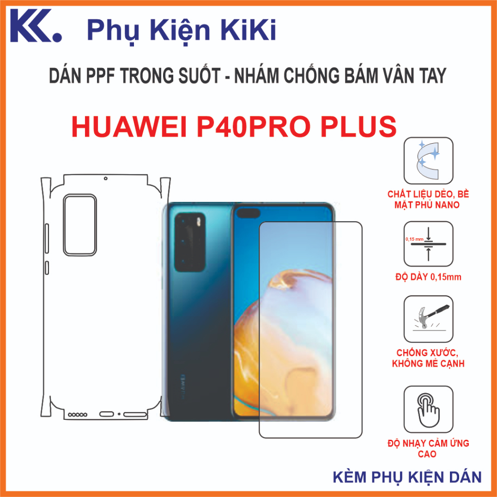 Miếng dán Ppf Huawei P40 pro plus Dán Ppf chống bám vân tay