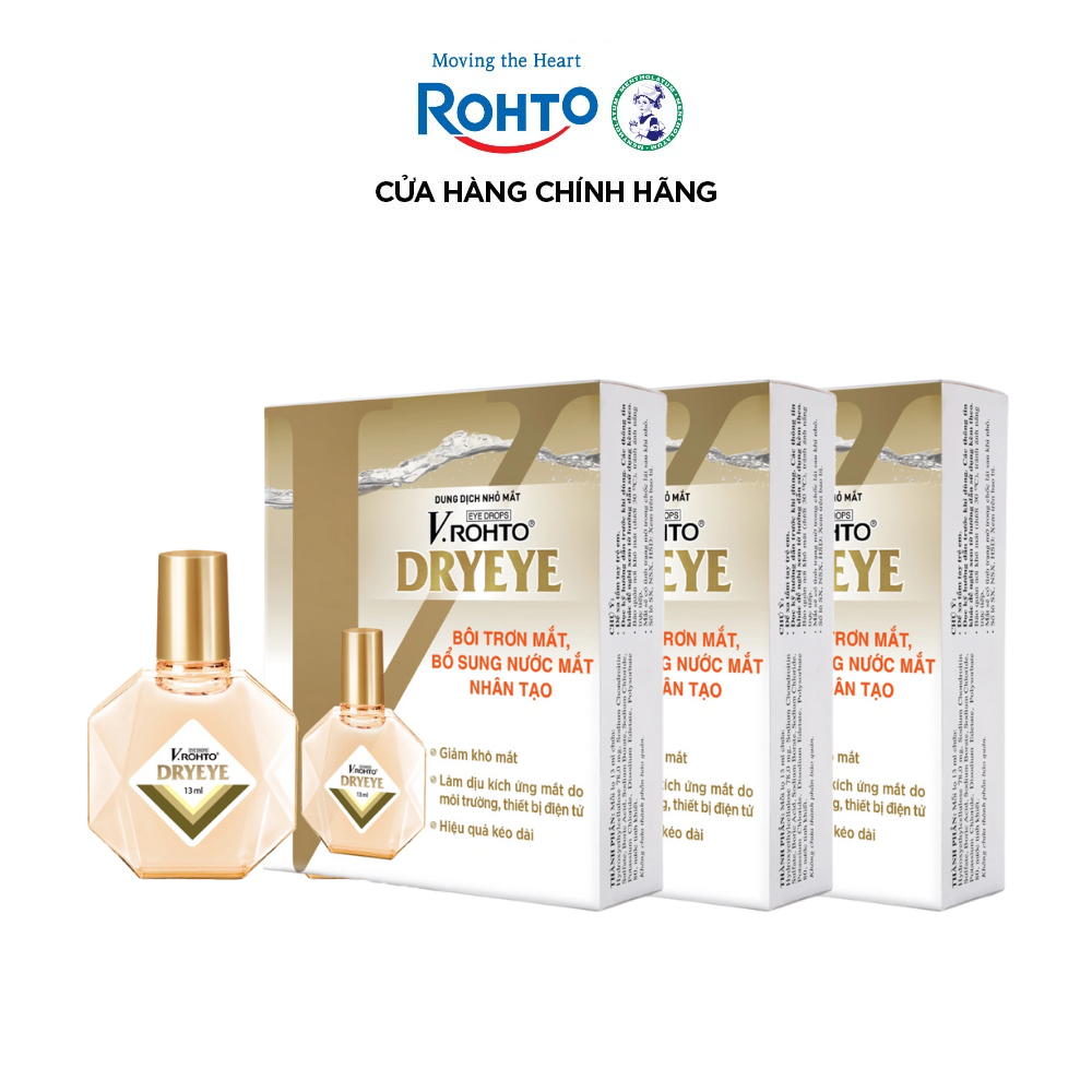 [VB] Combo 3 x Nước nhỏ mắt cấp ẩm & bổ sung nước mắt nhân tạo V.Rohto DryEye 13ml