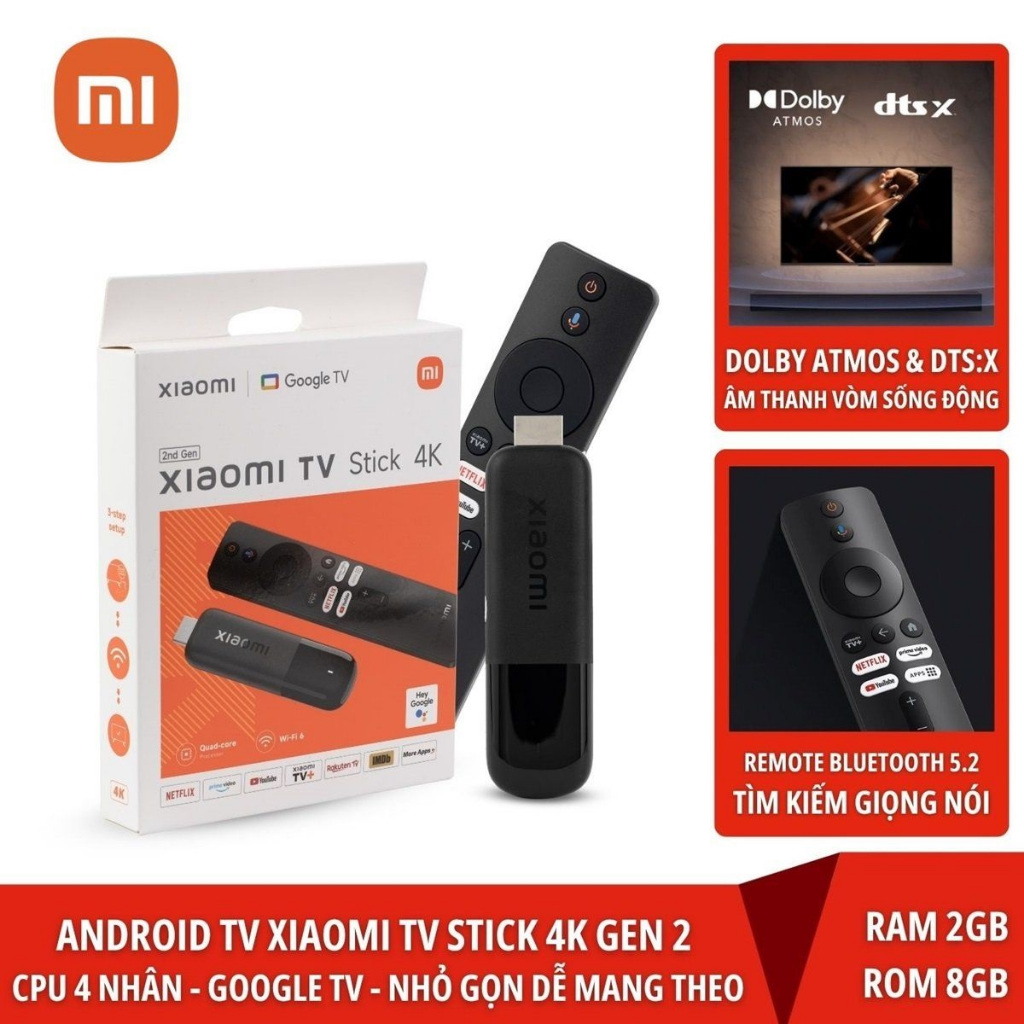 Android TV Xiaomi Mi TV stick 4K 2nd Gen Quốc Tế Tiếng Việt