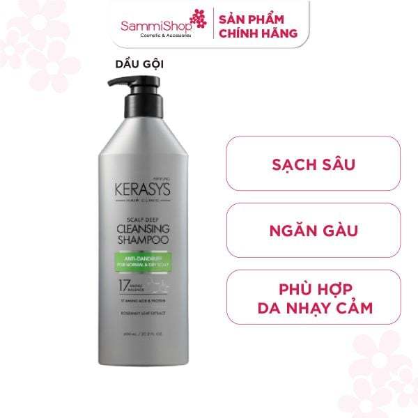 Aekyung Kerasys Dầu gội/ Dầu xả Hair Clinic Scalp Deep Cleansing 600ml