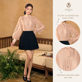 [LIMITED] CÉLESTE - Áo Sơ Mi Tay Dài Chất Tơ Voan Mềm Cổ Sen Selene Shirt
