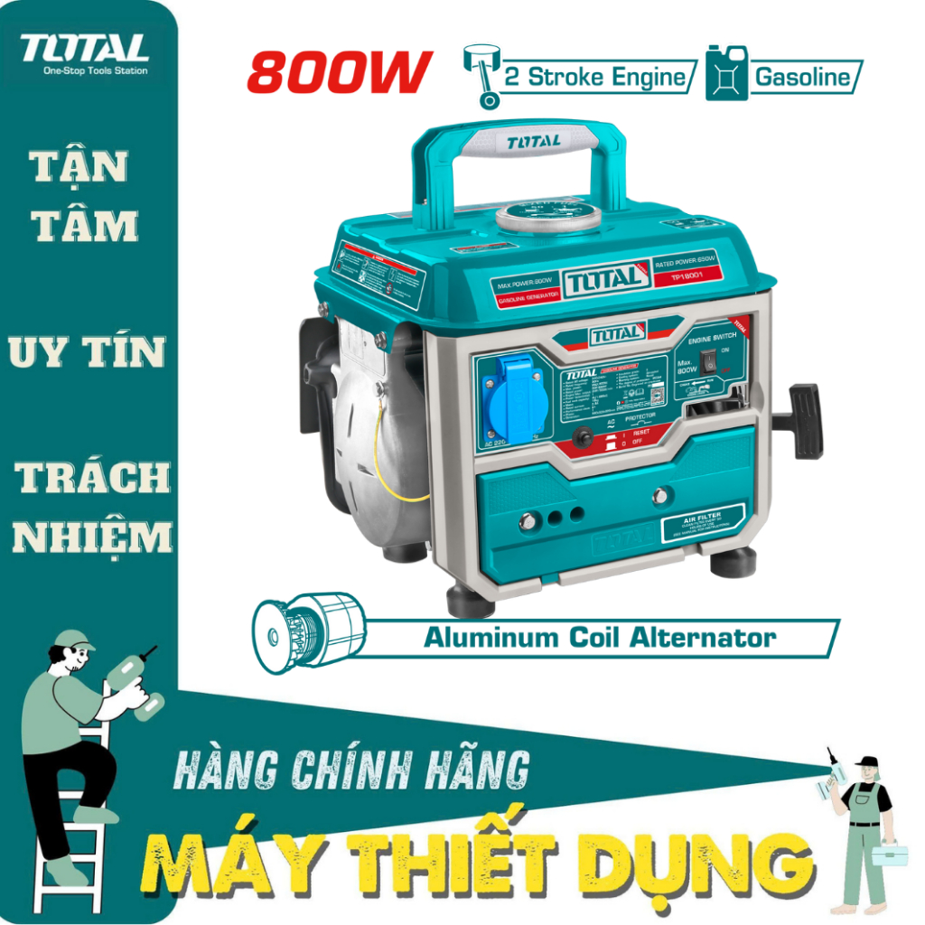  Máy phát điện 0.8 KW Total TP18001   Chính Hãng   