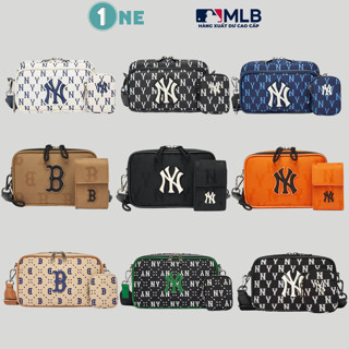 ( Hàng Loại 1 ) Túi Đeo Chéo MLB NY Monogram Nylon Jacquard Crossbody Bag Boston Red Sox Brown Size 18 Full Tag Mac