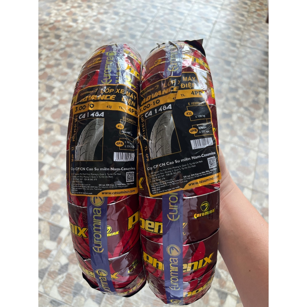 Casumina vỏ lốp xe máy điện 3.00-10 (16x3.00) không săm chính hãng