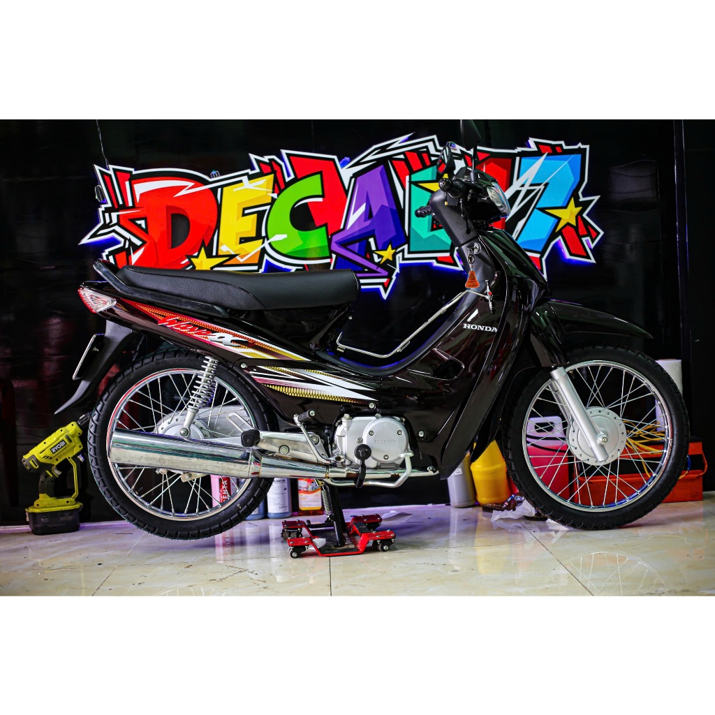 tem rời dán xe wave a cộng đời đầu cho xe màu đen và màu nho decal chống nước, bền màu