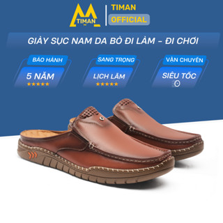  Giày nam sục sabo Timanvn SA89 chất liệu da bò quai ngang kiểu quai hậu tông cao cấp bảo hành 5 năm 